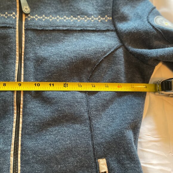 Alp-n-Rock Kitz Fleece Jacket Full Zip Blue Ski Embroidered Cross Stitch Patch - Picture 16 of 16